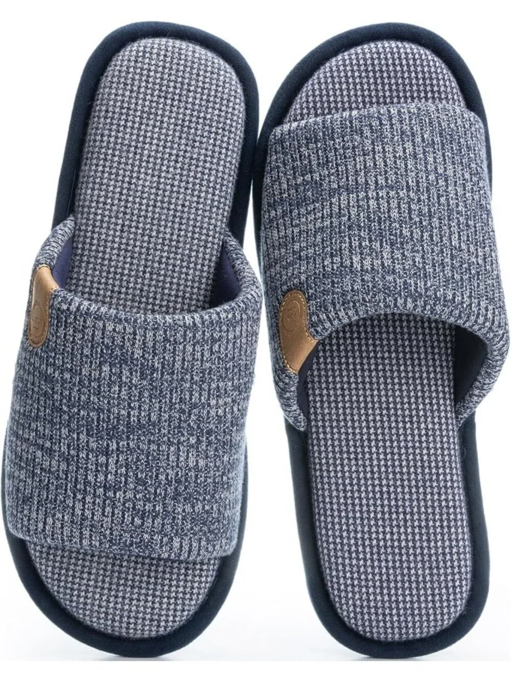 Men's Dark Blue Cozy Memory Foam Slippers Indoor Outdoor Slip On House Shoes